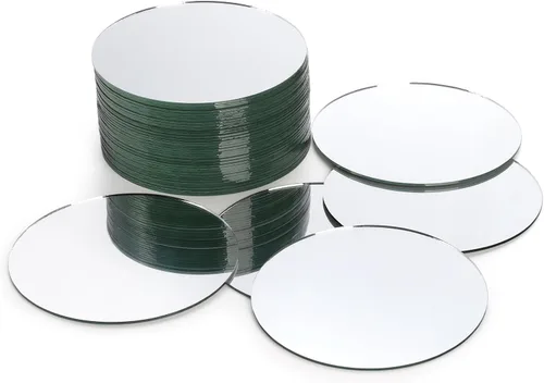 Juego de 40 azulejos de espejo de cristal, redondos de 5 pulgadas, pequeños círculos de vidrio para velas de montaje en pared, espejos a granel para