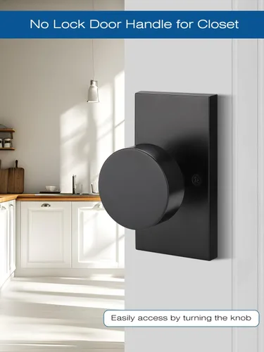 Miniatura 3 de EHOMEWARE Paquete de 2 pomos para puerta de paso para interiores, pomos de puerta negros para armario/pasillo, manija de puerta redonda sin