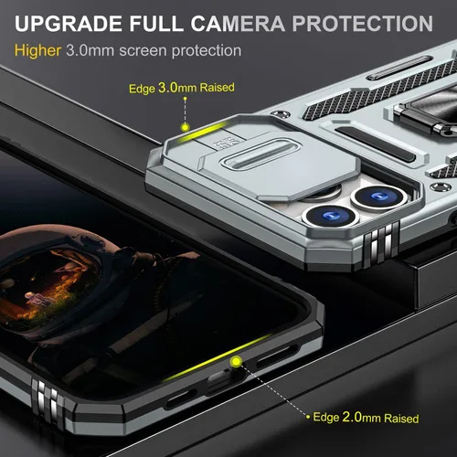 Miniatura 50 de Funda para iPhone 13 Pro con funda para cámara, con soporte de anillo para soporte, con función de montaje magnético para automóvil, para iPhone 13
