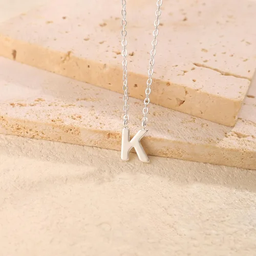 Miniatura 33 de Collares con iniciales para mujer, delicado collar de letra plateada con nombre personalizado con monograma, collar simple y lindo con inicial
