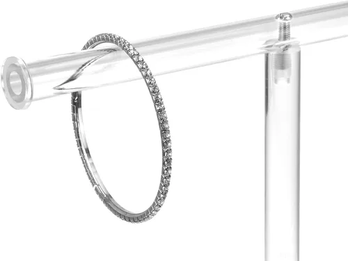 Miniatura 12 de MOOCA Organizador de joyas de acrílico transparente de lujo, soporte de pulsera de barra en T de 2 niveles, soporte de collar acrílico, soporte