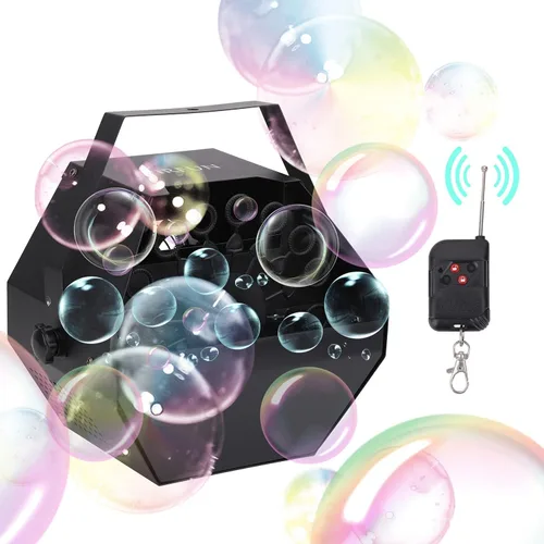 VIRFUN - Máquina de burbujas de metal profesional con control remoto inalámbrico para fiestas, cumpleaños, bodas, exteriores, interiores y escenarios