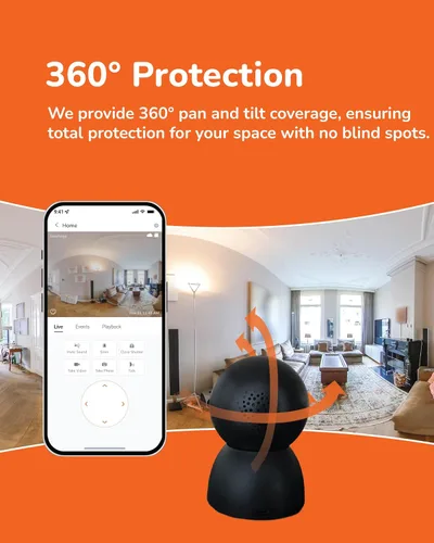 Miniatura 4 de SensForge Cámara de seguridad Pan-Tilt de 2.5K, cámara WiFi de doble banda de 360° para el hogar, detección gratuita de IA humanos y mascotas, nube