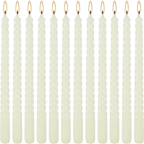 Miniatura 24 de WPONSZU Juego de velas cónicas en espiral negras de 10 pulgadas, paquete de 12 velas sin perfume sin goteo para Halloween, cena, fiesta, cumpleaños