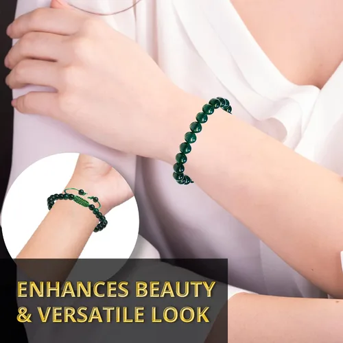 Miniatura 284 de Adjustable Crystal Bracelet – Gemstone Bead Bracelet with Adjustable Macrame String – Chic Gemstone Bracelet for Men and Women – 8mm Round Healing