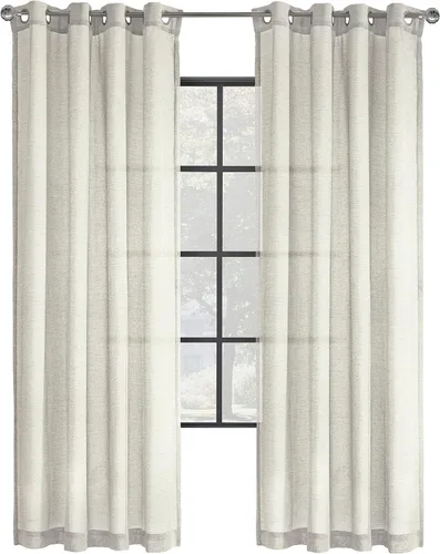 Miniatura 2 de Loft Living Blakely - Cortina transparente con textura de lino sintético, 52 x 84 pulgadas, color gris