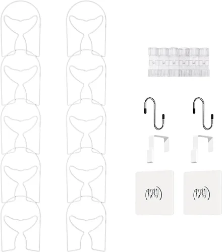 Miniatura 18 de LINFIDITE Paquete de 10 soportes para colgar sombreros, organizador flexible con múltiples ganchos, montado en la pared, sobre la puerta, para gorra