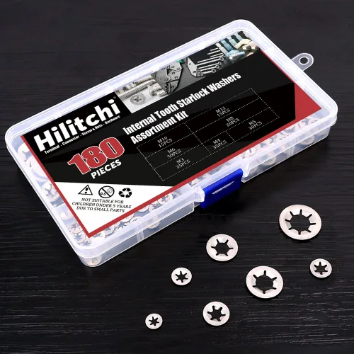 Miniatura 6 de Hilitchi Arandelas Starlock de dientes internos de acero inoxidable 304 de 180 piezas, arandelas de bloqueo de velocidad rápida, clips de velocidad
