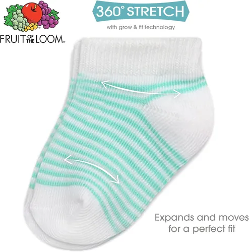 Miniatura 2 de Fruit of the Loom Calcetines elásticos de corte bajo Grow & Fit Flex Zones, paquete de 22 unidades, unisex, para niñas y niños