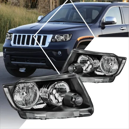 Miniatura 8 de PM PERFORMOTOR Conjunto de 2 faros halógenos compatibles con Jeep Grand Cherokee 11-13, carcasa negra, esquina ámbar