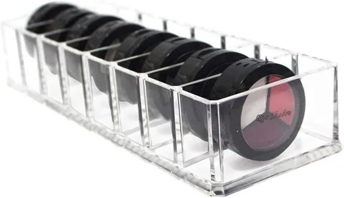 Organizador compacto de acrílico transparente con 8 ranuras, soporte organizador de maquillaje para tocador, organizador de maquillaje desmontable,