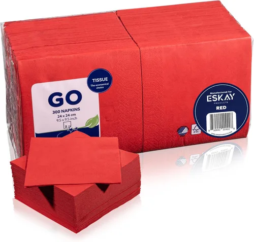 Miniatura 31 de Servilletas desechables rojas de 3 capas, 125 unidades, servilletas de papel para cócteles y fiestas para bodas, cumpleaños, bares y eventos, hechas
