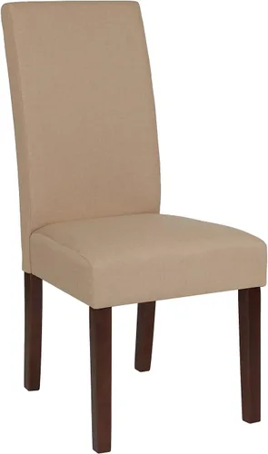 Miniatura 23 de Flash Furniture Greenwich Series Black LeatherSoft - Silla de comedor Parsons de mediados de siglo con parte trasera tapizada