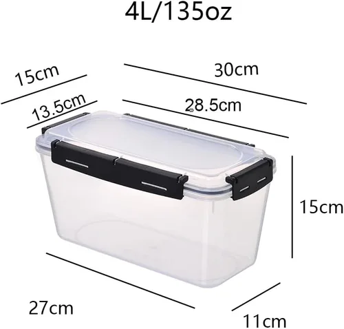 Miniatura 5 de Contenedor de almacenamiento de alimentos sellados rectangulares gruesos, juego de 4 litros/135 onzas, contenedor de almacenamiento para crujientes