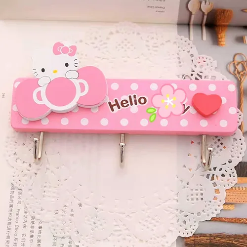 Miniatura 3 de KOZUKI Colgador de madera rosa con ganchos para el hogar, ropa, bolso (3 ganchos rosa)