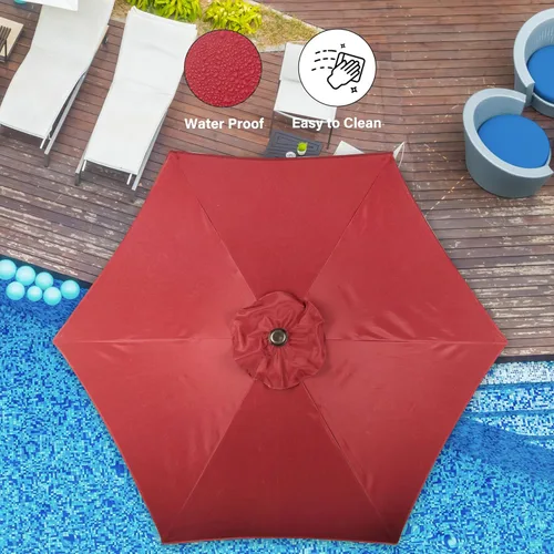 Miniatura 2 de Simple Deluxe - Sombrilla de patio de 7.5 pies para exteriores con botón de inclinación/manivela, 6 varillas robustas para jardín, cubierta, patio
