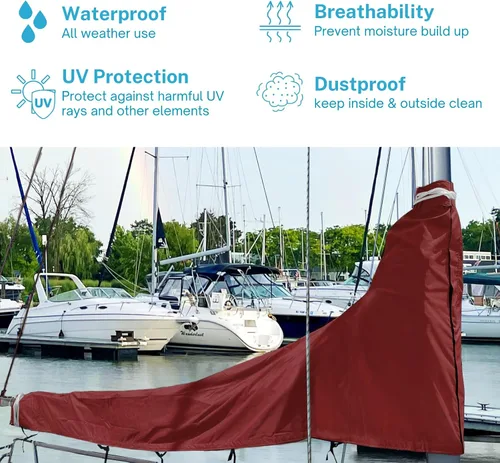 Miniatura 6 de SavvyCraft Cubierta Impermeable de Botavara de Vela Mayor, Cubierta de Vela Mayor para Velero 600D de Servicio Pesado con Protección UV Resistente a