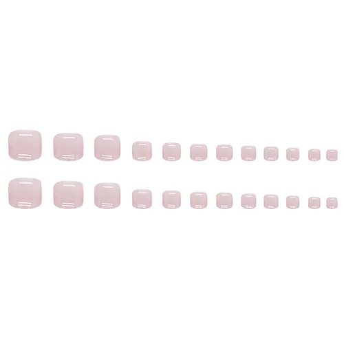 Miniatura 4 de Uñas postizas cuadradas rosadas brillantes a presión en los dedos de los pies, uñas cortas SWEKKE acrílicas para dedos de los pies, color rosa liso