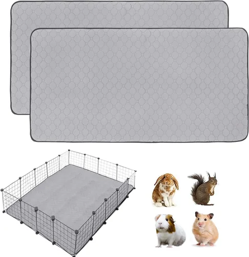 Miniatura 24 de Paquete de 2 forros para jaula de cobayas LWYMX, 24'' X 48'', almohadillas lavables para orina de cobayas, alfombrilla antideslizante reutilizable