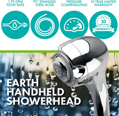 Miniatura 2 de Ducha Earth - Niagara Conservation Cabezal de ducha de mano de ahorro de energía y agua (1.75 GPM) Cabezal de ducha de mano de alta eficiencia