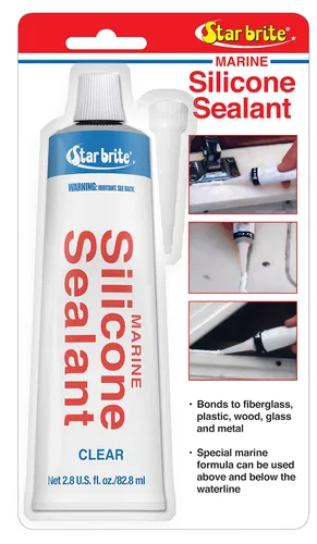 STAR BRITE Marine Silicone Sealant - Waterproof, Durable, UV Resistant, for Fiberglass, Metal, Wood, Glass, Ceramic & More 2.8 OZ. (082102P)