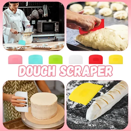 Miniatura 5 de Uiifan 24 piezas de raspador de banco de plástico con báscula flexible para pasteles, cortador de tartas, espátula de masa de pizza, herramienta