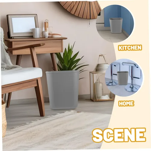 Miniatura 6 de Pequeño bote de basura de oficina 15l contenedor de basura de cocina papelera tapa Gris