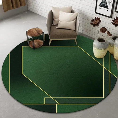 Alfombra redonda verde nórdico de 31.5 in, 39.4 in, 47.2 in, 55.1 in, 63.0 in, 70.9 in, 78.7 in, sala de estar, dormitorio, mesita de noche,