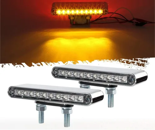 Miniatura 9 de Partsam 2 barras de luz LED rojas y ámbar de 6.5 pulgadas con doble cara para camión, semirremolque, 10 luces LED impermeables con doble tachuelas