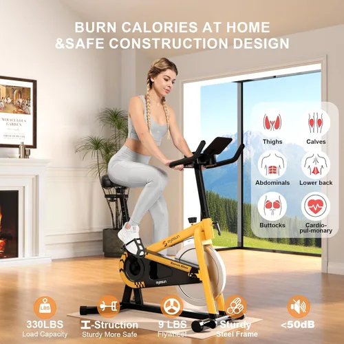 Miniatura 2 de Exercise Bikes for Home, Exercise Bike with Adjustable Friction, Brake Pad Resistance Silent Belt Drive, 330lbs Weight Capacity &Upgraded Version