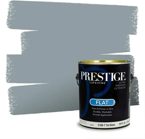 Miniatura 1384 de Pintura Exterior + imprimación PRESTIGE, todo-en-uno, 1 galón, acabado mate, color comparable al Valspar* Royal Gray* VS151-Gris real