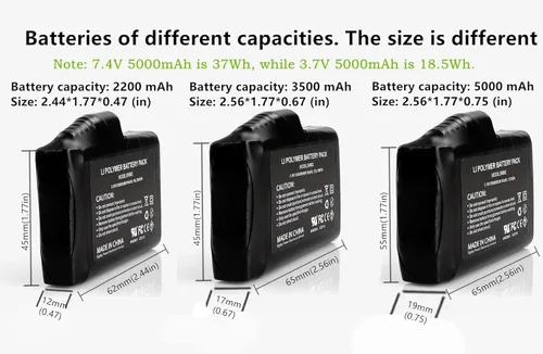 Miniatura 5 de Batería recargable para ropa calentada, batería de polímero de litio de 7.4 V 5000 mAh de repuesto para guantes calefactados, manoplas, calcetines