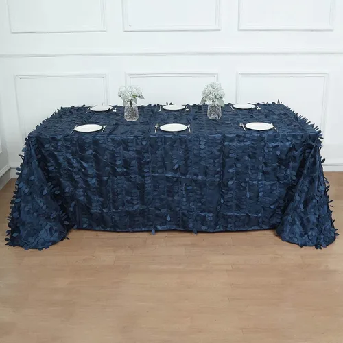 Miniatura 14 de TABLECLOTHSFACTORY - Mantel cuadrado de tela de tafetán de pétalos de hojas 3D de 54 pulgadas, color negro