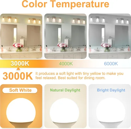 Miniatura 3 de Cotanic Bombilla LED G25 para tocador de baño, 3000 K, color blanco suave, bombillas de globo, base estándar E26, 5 W, reemplazo incandescente
