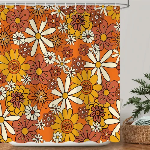 Miniatura 10 de Cortina de Ducha de Hojas Tropicales, Cortina de Baño Decorativa Verde y Negra con Hojas de Palmera y Plátano, Juegos de Cortinas de Ducha de Tela