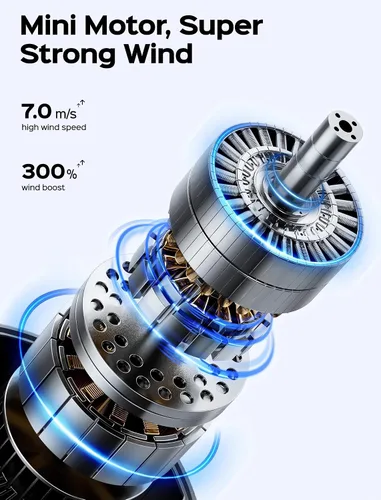 Miniatura 2 de Ventilador de mano portátil: refrigeración de alta velocidad, mini ventilador recargable por USB con batería de 4000 mAh, 12 horas de duración
