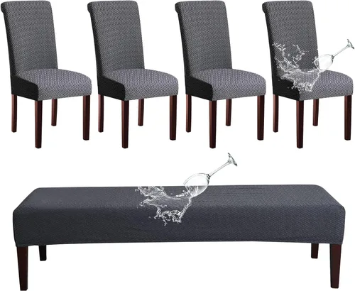 Miniatura 10 de HAOYONG Funda para Silla de Comedor con Estampado, Funda Desmontable Lavable para Silla Parsons, Protector de Asiento Desmontable para Comedor, 15