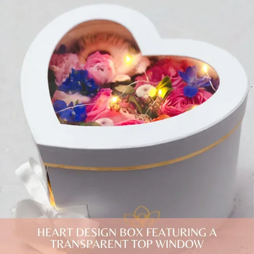Miniatura 2 de BBJWRAPS - Caja para flores en forma de corazón con tapa para arreglos de lujo, florerías, entregas de regalos, material de cartón piedra de 9