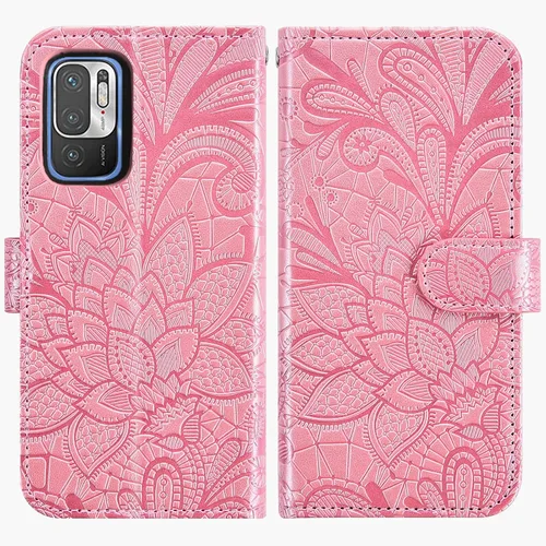Miniatura 5 de Asuwish Funda de teléfono para Xiaomi Redmi Note 10 5G con protector de pantalla de vidrio templado y cubierta de billetera de encaje Soporte