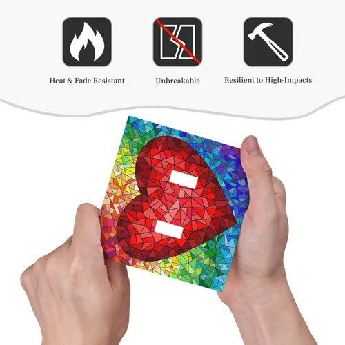 Miniatura 6 de Placa de Pared con Cubierta de Interruptor Artístico de Doble Pulsador con Patrón Abstracto de Corazón Arcoíris Romántico de Amor, Placa de Pared