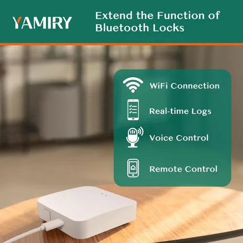 Miniatura 2 de Yamiry Puerta de enlace WiFi para YR01 YR05 Cerradura inteligente con manija, compatible con la aplicación Nice Digi, control remoto de cerradura