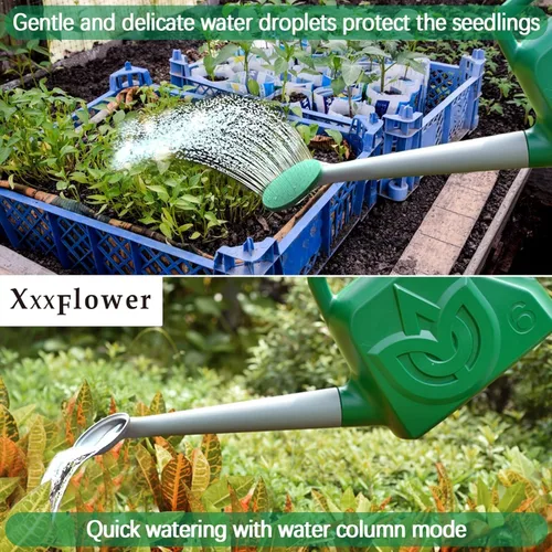 Miniatura 5 de XXXFLOWER Regadera Verde de 1.5 Galones para Jardín Exterior, Plantas de Flores, Latas de Agua Ligeras de 6 L con Boquilla Desmontable, Maceta
