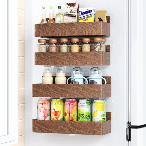 Miniatura 30 de Mystozer Estante Magnético para Especias para Refrigerador, Organizador de Cocina y Estante de Almacenamiento, Negro (Paquete de 6)..