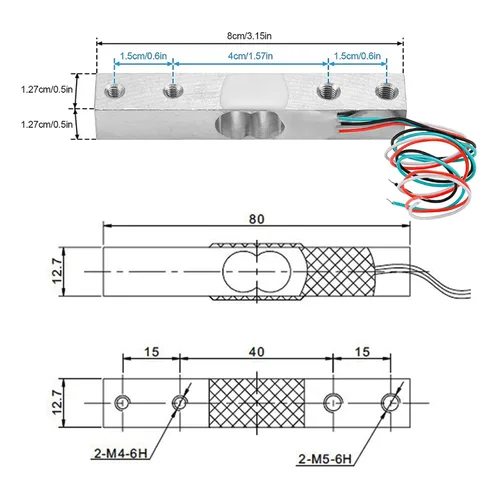 Miniatura 4 de 2 piezas de sensor de peso de celda de carga digital 1kg 5kg 10kg 20kg de alta precisión, celdas de carga miniatura para Arduino, electrónica DIY