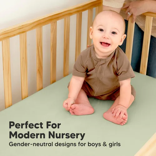 Miniatura 9 de Paquete de 2 sábanas impermeables para cuna de bebé para niños y niñas - 52x28 sábanas para cama de niño pequeño de viscosa derivada de bambú