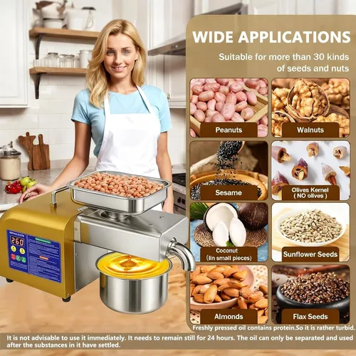 Miniatura 2 de 1100W Electric Oil Press Machine, Hot/Cold Press Oil Maker Machine Full Stainless Steel Foldable Oils Extractor With Smart Control Panel Easy Clean