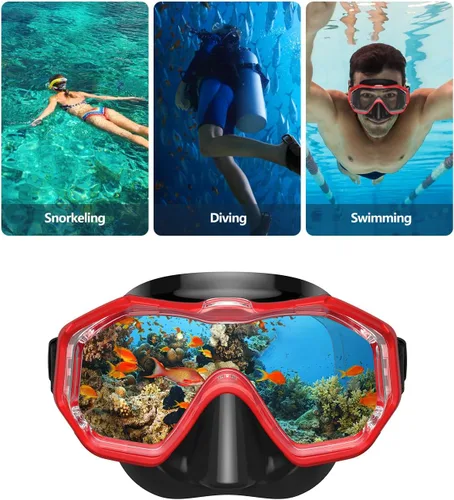 Miniatura 7 de WSTOO Adults Swim Goggles with Nose Cover to Prevent Water Inhaling, Anti-Fog Swimming Mask for Youth Men Women Negro+negro rojo