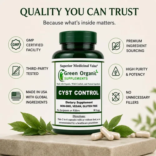 Miniatura 5 de Green Organic Supplements Quiste, quiste mamario, 90 VCaps, alta absorción, sin OMG, sin gluten (paquete de 1)