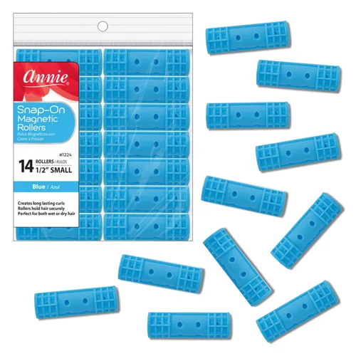 Miniatura 8 de Annie Rodillos magnéticos para el cabello, pequeños de 1/2 pulgada con capucha de bloqueo, sujeción segura, no necesita alfileres, color negro, 14