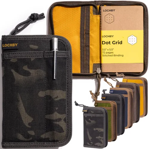 Miniatura 32 de LOCHBY® Carpeta Field A5 Cubierta de carpeta de 6 anillas Lona encerada resistente al agua Diseño plano Sistema A5 apto para recargar